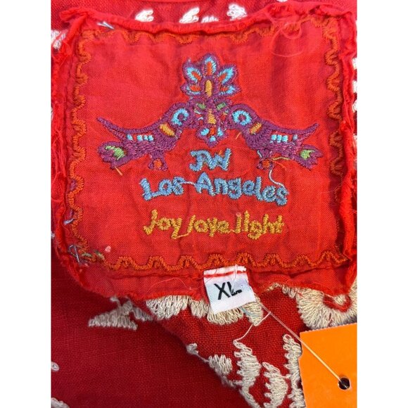 Johnny Was Los Angeles Embroidered Blouse Red XL - Picture 6 of 6